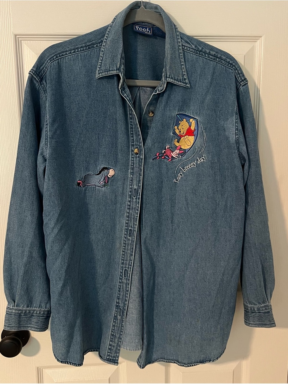 Disney Denim Button-Down Shirt with Winnie the Pooh Embroidery - Blue